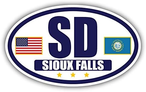 דגל דקוטה הדרומית/דגל אמריקאי סגלגל 3M מדבקות מדבקות פגוש ויניל | חיל הים וזהב מפלי סיו, מדבקות ויניל